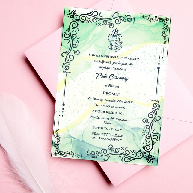 Poite Janeu Upanayanam Hindu Holy Thread Floral Invitation (Creator Uploaded)