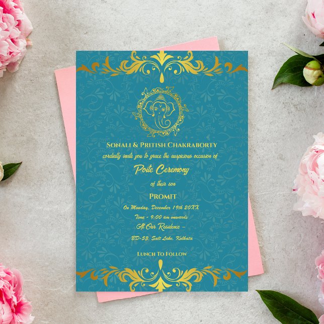 Poite Janeu Upanayanam Hindu Holy Thread Floral Invitation (Creator Uploaded)