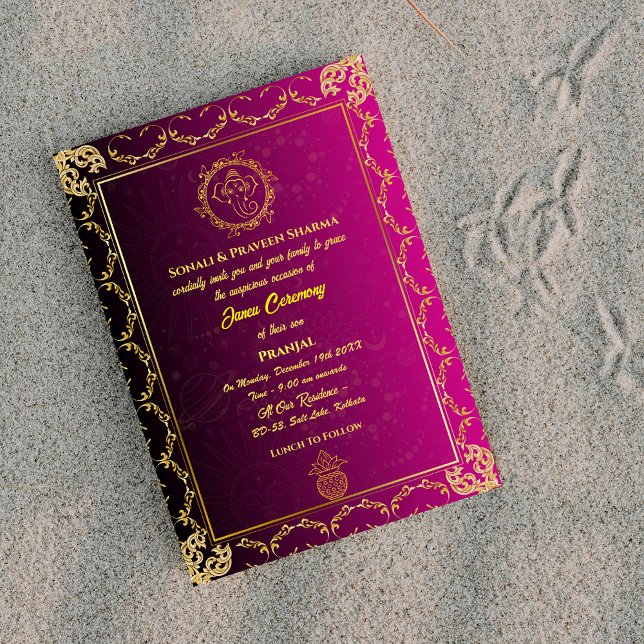 Poite Janeu Upanayanam Hindu Holy Thread Teal Gold Invitation (Creator Uploaded)