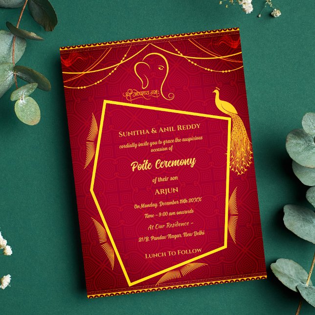 Poite Upanayanam Holy Thread Janeu Hindu Ceremony Invitation (Creator Uploaded)