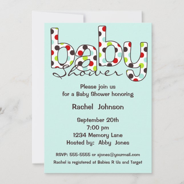 Poka Dot Baby Shower Invitation (Front)