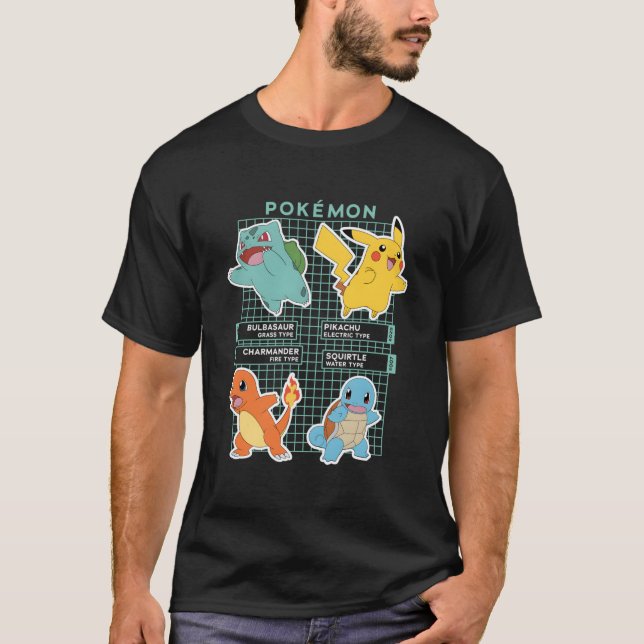 Pokã©Mon Shot Kanto Region Sters Pokedex Grid T-Shirt (Front)