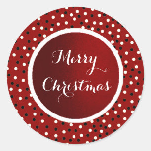 Poke A Dot Red Blk&White Sticker-Merry Christmas Classic Round Sticker