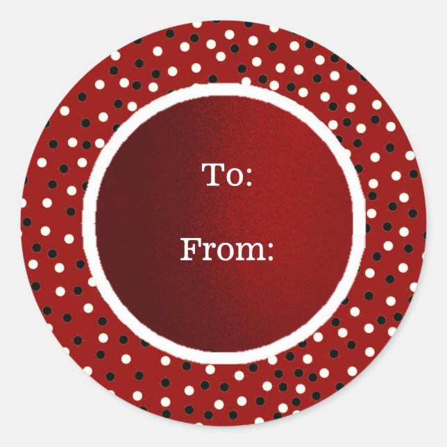 Poke A Dot Red Blk&White Sticker-to / from Classic Round Sticker (Front)