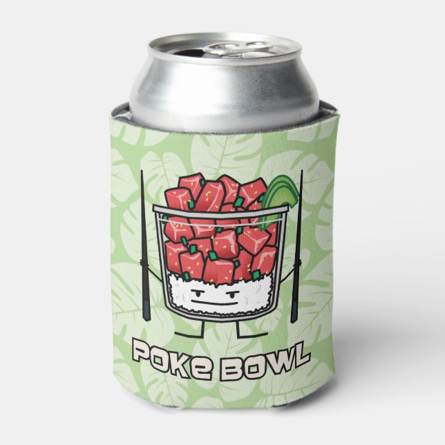 Poke bowl Hawaii raw fish salad chopsticks aku Can Cooler (Can Front)