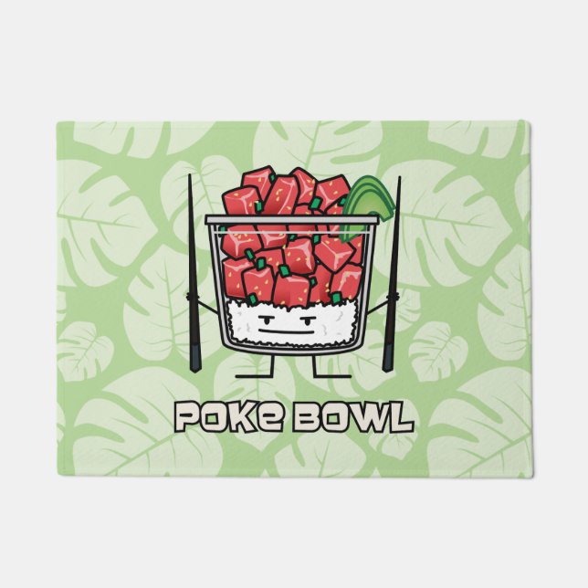Poke bowl Hawaii raw fish salad chopsticks aku Doormat (Front)