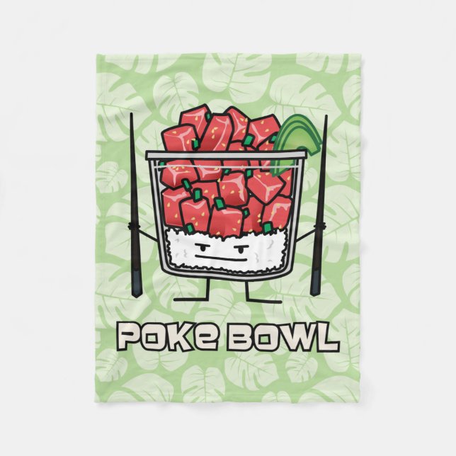 Poke bowl Hawaii raw fish salad chopsticks aku Fleece Blanket (Front)