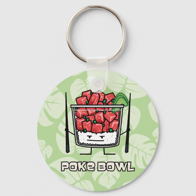 Poke bowl Hawaii raw fish salad chopsticks aku Key Ring (Front)