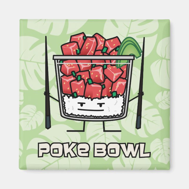 Poke bowl Hawaii raw fish salad chopsticks aku Magnet (Front)