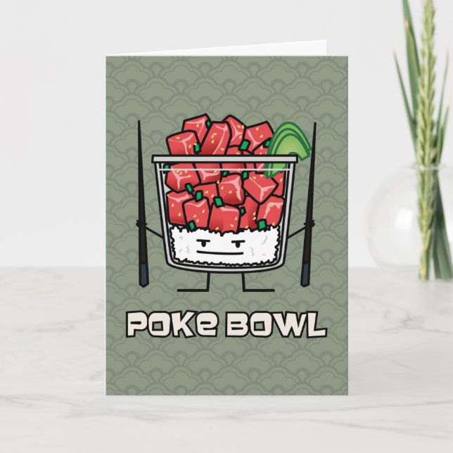 Poke bowl Hawaii raw fish salad chopsticks aku Thank You Card (Front)