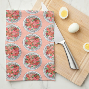 Poké Hawaiian Food Raw Fish Ahi Tuna Poke Bowl Tea Towel