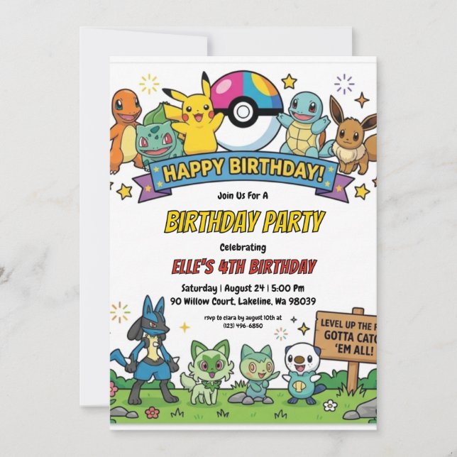 Pokémon Birthday Invitations (Front)