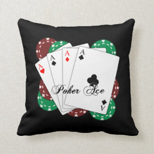 Poker Ace Playing Cards Throw Pillow