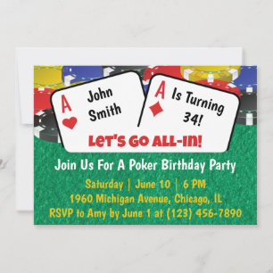 Poker Aces Birthday Party Invitation