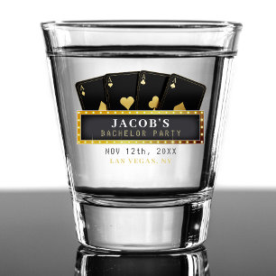 Poker Aces Black & Gold Bachelor Party Shot Glass