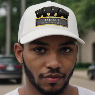 Poker Aces Black & Gold Bachelor Party Trucker Hat