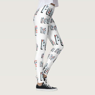 Poker Aces Deal Me In Logo, White Ladies Leggings