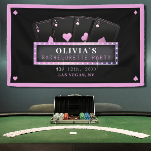 Poker Aces Pink & Black Bachelorette Party Banner