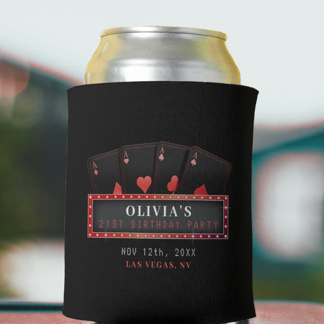 Poker Aces Red & Black 21st Birthday Party Can Cooler (Poker Aces Red & Black 21st Birthday Party Can Cooler
)