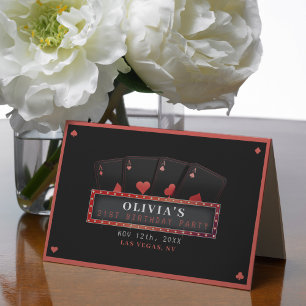 Poker Aces Red & Black 21st Birthday Party Thank You Card