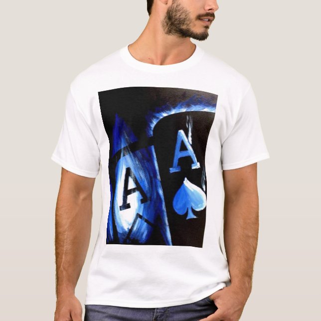 Poker Art Blue Flame Pocket Aces Las Vegas T-shirt (Front)