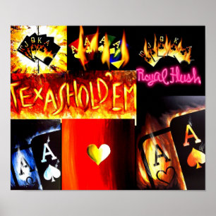 POKER ART TEXAS HOLD EM COLLAGE POSTER