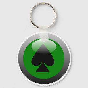Poker Button - Spade  Key Ring