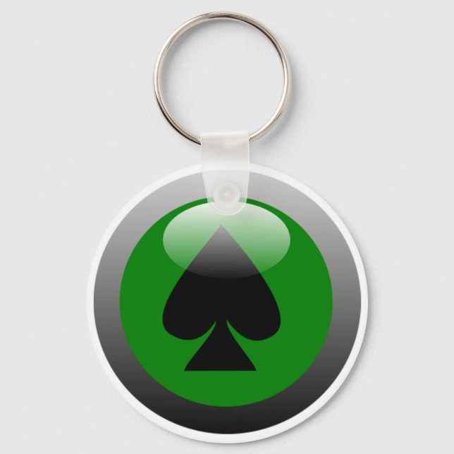 Poker Button - Spade  Key Ring (Front)