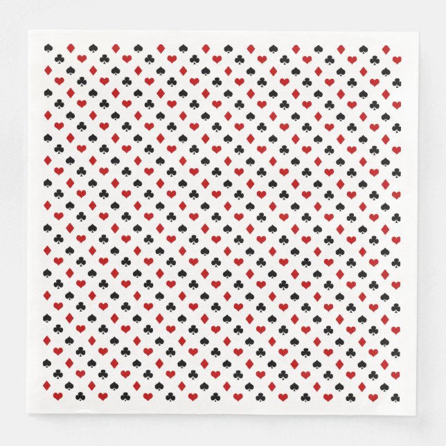 Poker Card Pattern | Clubs Diamonds Hearts Spades Napkin (Front)
