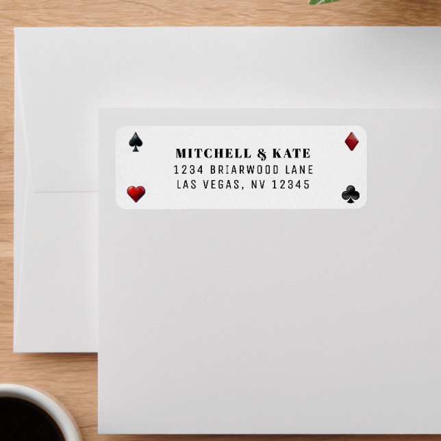 Poker Card Suit Wedding Return Address Label (Creator Uploaded)