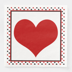 Poker Card Theme Red Heart Napkin
