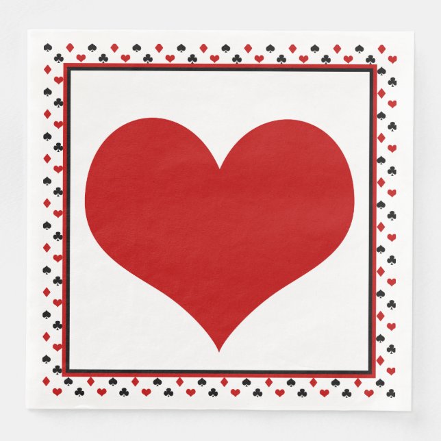 Poker Card Theme | Red Heart Napkin (Front)