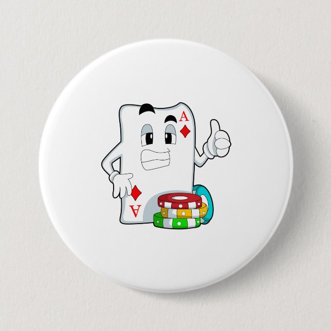 Poker card with Poker chips 7.5 Cm Round Badge (Front)