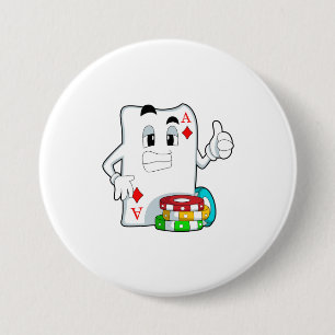 Poker card with Poker chips 7.5 Cm Round Badge