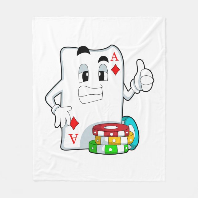 Poker card with Poker chips Fleece Blanket (Front)