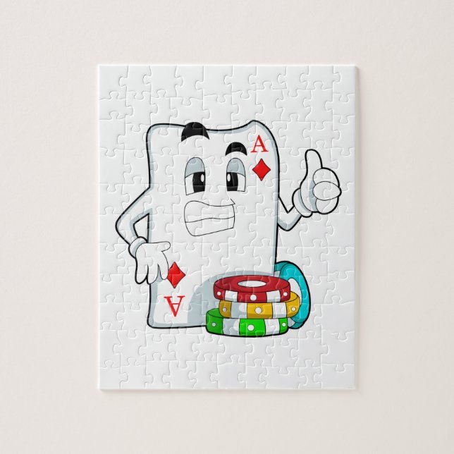 Poker card with Poker chips Jigsaw Puzzle (Vertical)