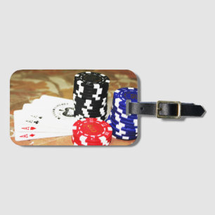 Poker Cards Aces Chips Gambling Casino Win Game Luggage Tag