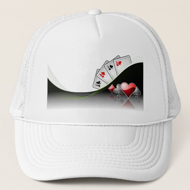 Poker cards and casino symbols trucker hat (Front)