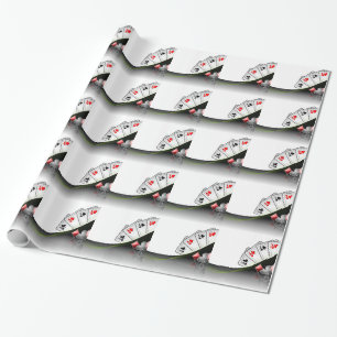 Poker cards and casino symbols wrapping paper