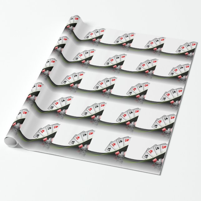 Poker cards and casino symbols wrapping paper (Unrolled)