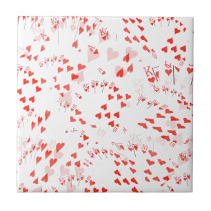 Poker Cards Hearts Straight Flush Pattern, Ceramic Tile