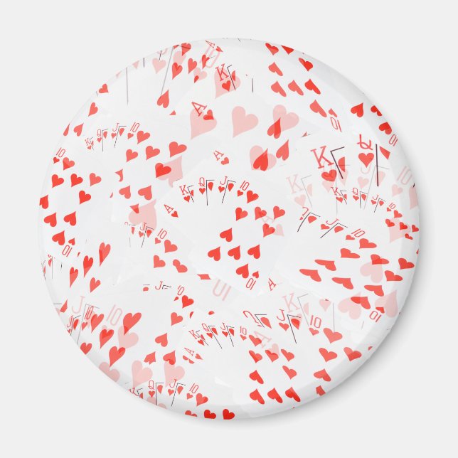 Poker Cards Hearts Straight Flush Pattern, Magnet (Front)