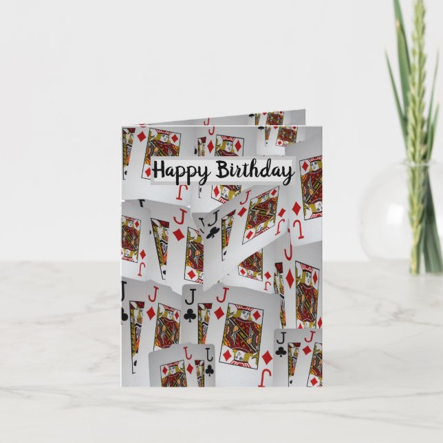 Poker Cards Jacks Layered Birthday Card, (Front)