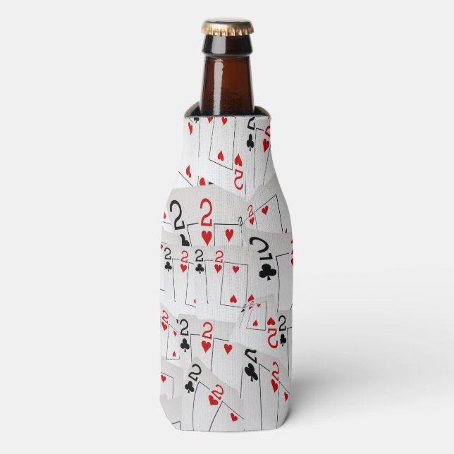 Poker Cards Number Twos Scattered, Bottle Cooler (Bottle Front)