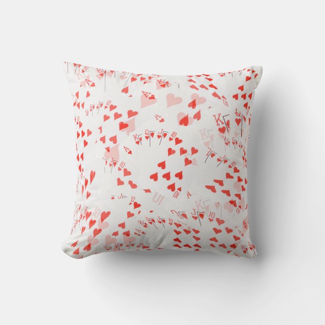 Poker Cards Royal Hearts Flush Pattern, Cushion (Front)