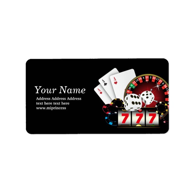 poker, casino, adult, return address stickers (Front)