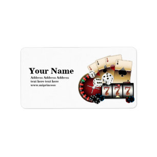 poker, casino, adult, return address stickers