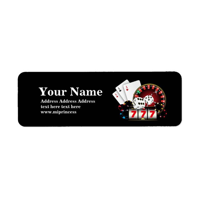 poker, casino, adult, return address stickers (Front)