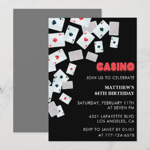 Poker Casino Playing card 44th birthday invitation