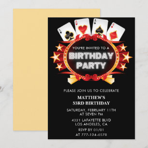 Poker Casino Playing card 53rd birthday invitation